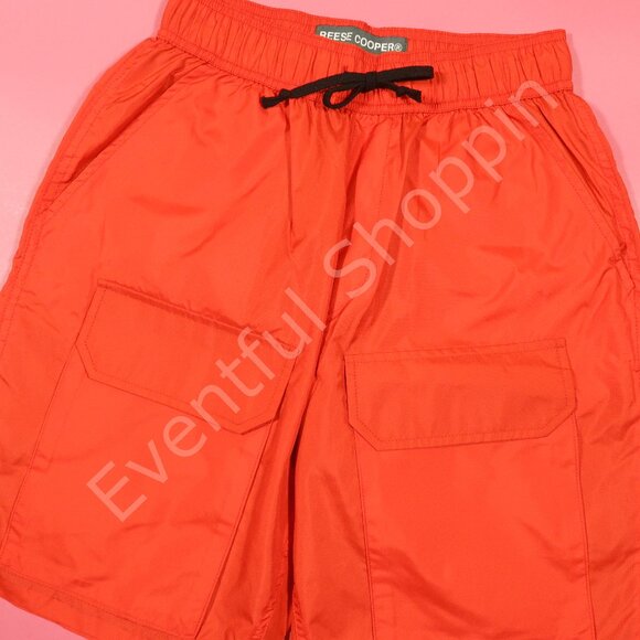 Reese Cooper Swim Shorts Mens S Orange Cargo Lined Drawstring Trunks - Picture 1 of 8